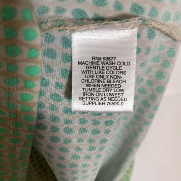 Liz Claiborne XL Sleeveless High-Low Hem Blouse Green Ombre Polka Dot Print - Picture 4 of 8